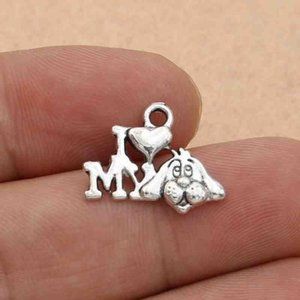 Antique Silver I LOVE MY DOG Charm
